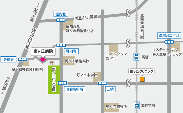 ご来院のための交通機関のご案内 アクセス 南ヶ丘病院 ご来院のための交通機関のご案内 アクセス 南ヶ丘病院